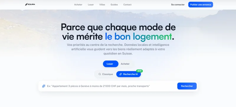 Marketplace immobilière IA Genève - Equira plateforme location Suisse romande